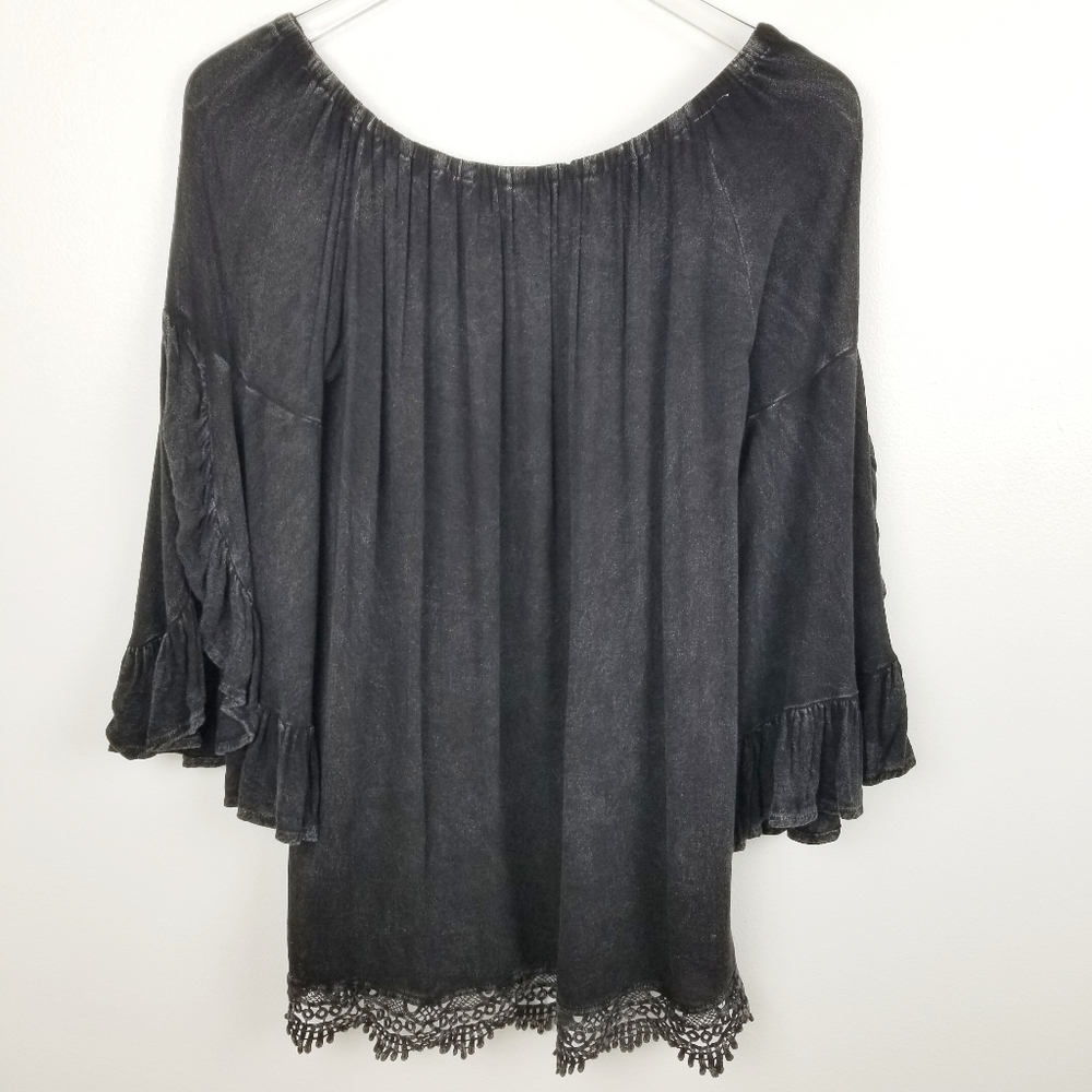 ALTAR'D STATE Black Distressed Off The Shoulder Boho Top
